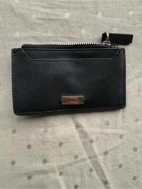 Express Black Card & Key Leather Zipper Holder